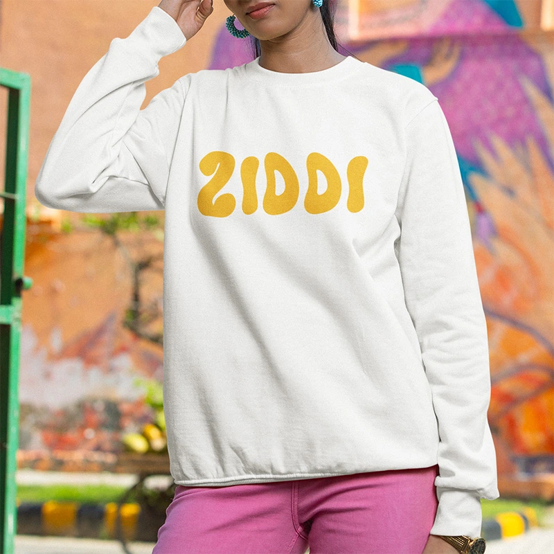 Ziddi branded white sweatshirt